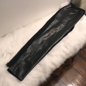 Black leather leggings with zipper bottom